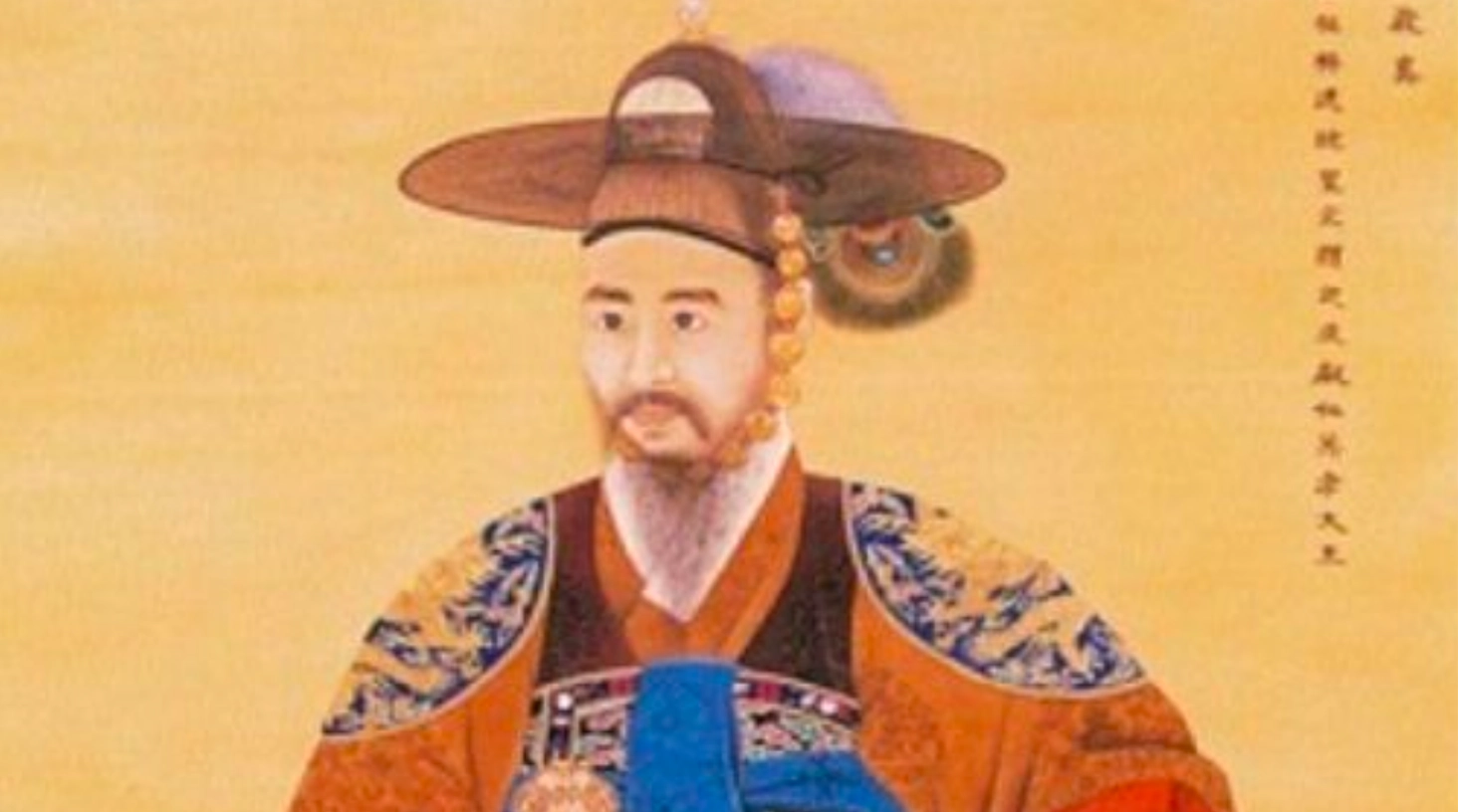 painting of Korean man with Korean writing